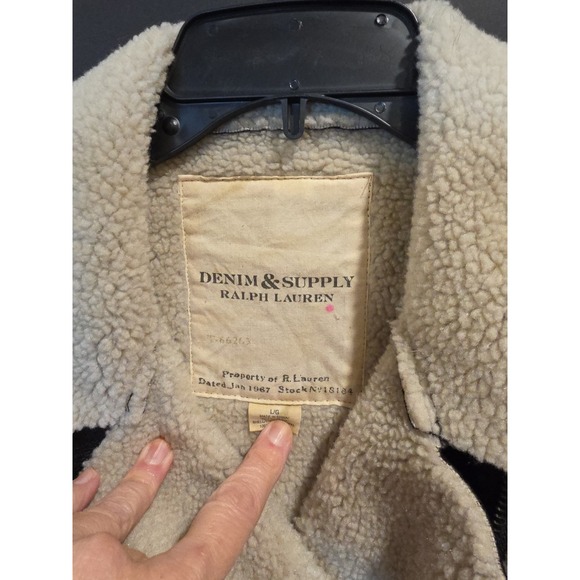 Ralph Lauren Denim Supply Biker Jacket Women's L Shearling Vegan Leather - Picture 2 of 8